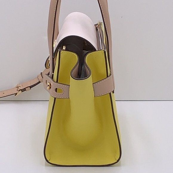 Michael Kors Carmen Medium Colorblock Faux Saffiano Leather Belted Satchel - Picture 14 of 16